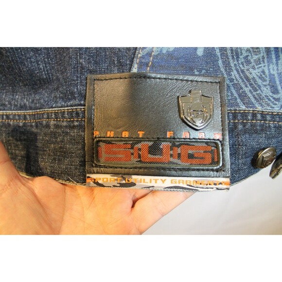 Vintage Y2K Phat Farm SUG Trucker Jacket Denim Graphic Jean Mens Coat Size XL - Picture 7 of 9